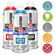 Load image into Gallery viewer, Pintyplus Evolution Water Based Spray Paint - 10.9 oz, Gloss Jet Black. Environmentally Friendly, Acrylic, Low Voc, Low Odor, Matte Spray Paint. RAL 9005. Pack of 2
