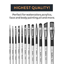 Load image into Gallery viewer, Nicpro 12 PCS Acrylic Paint Brushes Artist Taklon Painting Brush Set for Watercolor Oil Gouache Ceramic Face Body Shoes Craft Model, Kid &amp; Adult Art Paintbrushes
