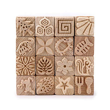 Load image into Gallery viewer, OwnMy Set of 16 Clay Modeling Pattern Stamp Kit Pottery Stamps for Clay, Wooden Clay Pottery Stamps Pottery Tool Wood Block Stamps, Clay Rolling Pin Textured Stamp Press Wooden Pottery Roller Tools
