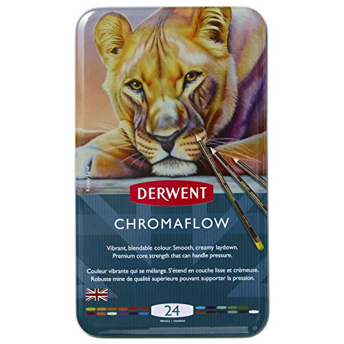 Derwent Chromaflow Colored Pencils | Art Supplies for Drawing, Sketching, Adult Coloring | Premier, Strong Soft Core Multicolor Color Pencils, Blending | Professional Quality | 24 Pack