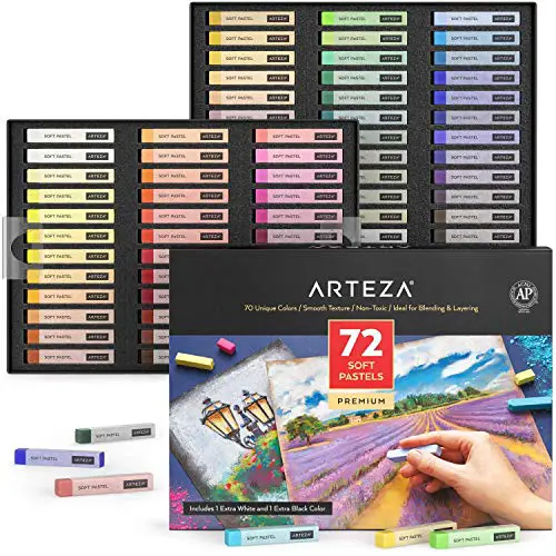 Arteza Soft Pastels, Set of 72 Artist-Grade Soft Pastel Sticks for Arts & Crafts Projects, Drawing, Blending, Layering, Shading, Art Supplies for All Ages and Artistic Experience Levels