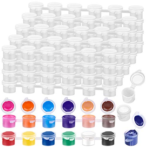240 Pieces Empty Paint Pot, Caffox 40 Strips Acrylic Mini Paint Container Strips Storage with Lids for Classrooms School Arts and Crafts Paint (3ml/ 0.1oz)