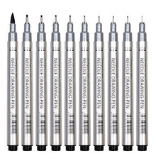 Load image into Gallery viewer, 10 Pcs Precision Micro-Line Pens, Fineliner, Multiliner, Black Waterproof Archival Ink, Artist Illustration, Anime, Sketching, Technical Drawing, Office Documents&amp;Scrapbooking, Manga Pens Writing
