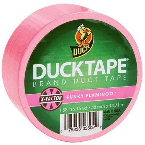 Duck Brand 868088 X-Factor Neon Colored Duct Tape, Funky Flamingo, 1.88-Inch by 15 Yards, Single Roll