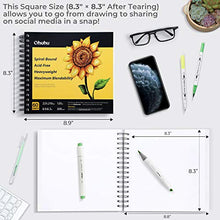 Load image into Gallery viewer, Marker Pads Art Sketchbook, Ohuhu 8.9&quot;×8.3&quot; Portable Square Size, 120 LB/200 GSM Drawing Papers, 60 Sheets/120 Pages, Spiral Bound Sketch Book, Specially Designed for Alcohol Markers
