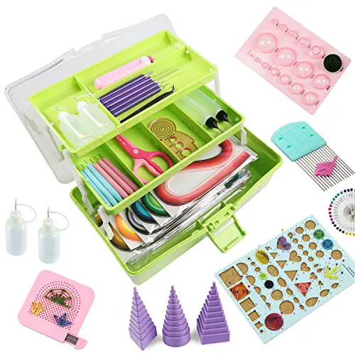 Paper Quilling Kits - Quilling Tools and Supplies,Paper Strips (Green Storage Toolbox)