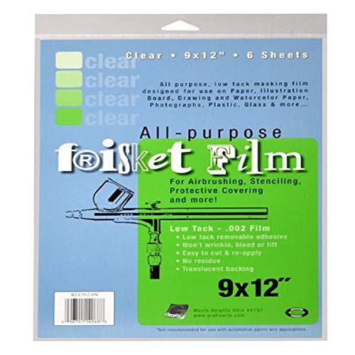 Grafix KLC9126N All Purpose Low Tack Frisket Film 9-Inch-by-12-Inch, Clear Pack of 6