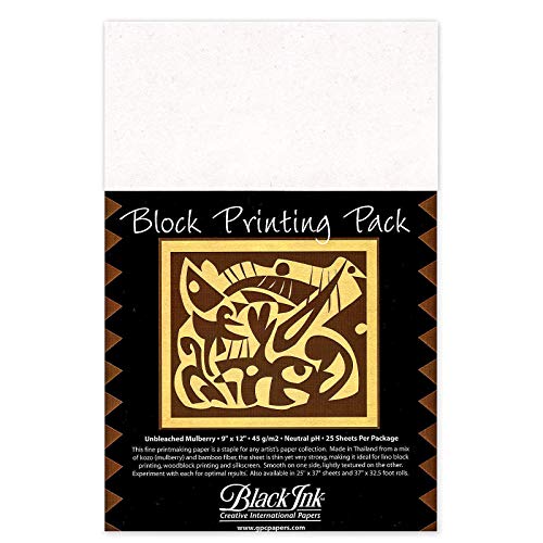 Black Ink Thai Mulberry Block Printing Paper Packs unbleached mulberry