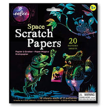 Load image into Gallery viewer, eeBoo Space Scratch Art Paper for Kids, Arts and Crafts, 20 Sheets and Bamboo Stylus
