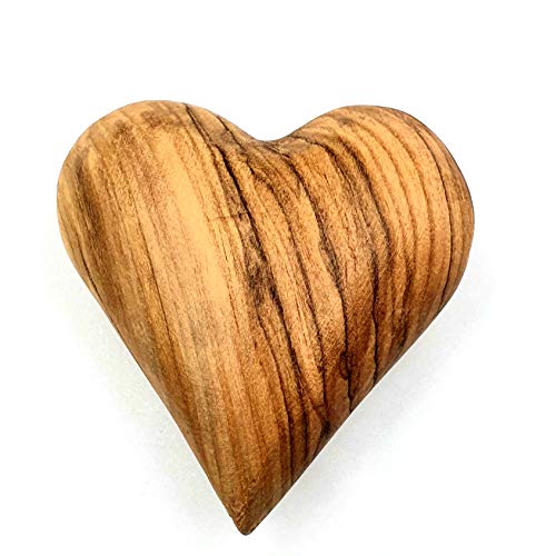 Zuluf Olive Wood Heart Wooden Carved Heart Wedding Gift Valentine Day Gift Made in Bethlehem Certificate