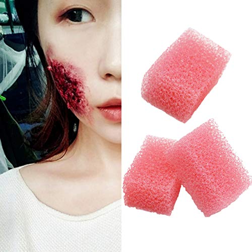 Meicoly Stipple Sponge Halloween Makeup Xmas Blood Scar Stubble Wound Cosplay Art Shaping Special Effects, 3pcs,Pink
