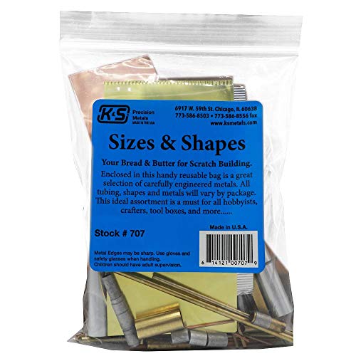 K&S Precision Metals 707 Sizes and Shapes Assortment, Cut-Off Pieces of Brass, Copper, Aluminum, and/or Stainless Steel, Made in The USA