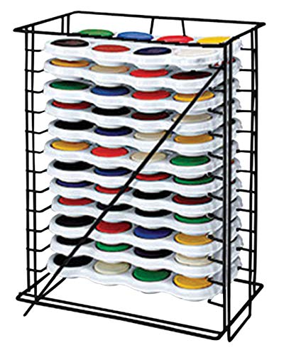 Jack Richeson 8-Color Tempera Cake Palettes with Storage Rack, Set of 12