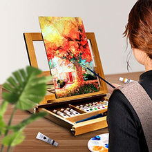 Load image into Gallery viewer, ART QIDOO Art Table Easel for Painting and Drawing, Adjustable Wood Easel Stand with Canvas, Acrylic Paint, Brushes and Palettes, Portable Painting Easel for Kids, Adults &amp; Artists
