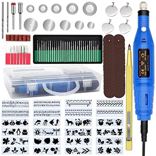 Engraving Tool Kit, PETUOL 123PCS Multifunctional Wired Rotary Engraver Pen DIY Miniature Sander Tool Sets, Suitable for Polishing Metal, Glass, Ceramics, Plastic, Wood, Jewelry, Nails