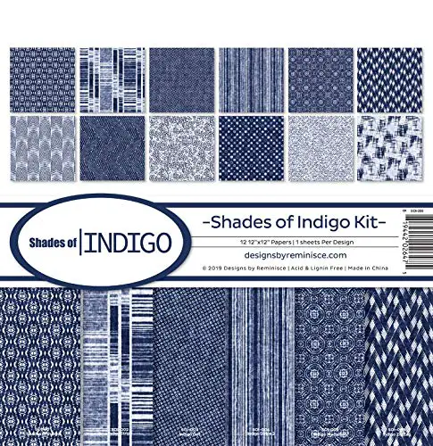 Reminisce Shades of Indigo Scrapbook Collection Kit, Multi Color Palette