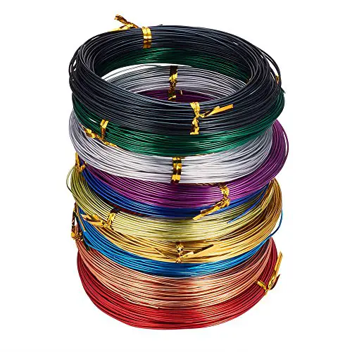 PandaHall Elite 10 Rolls Colored Aluminum Craft Wire 20 Gauge Flexible Metal Artistic Floral Jewelry Beading Wire 10 Colors for DIY Jewelry Craft Making Each Roll 65 Feet