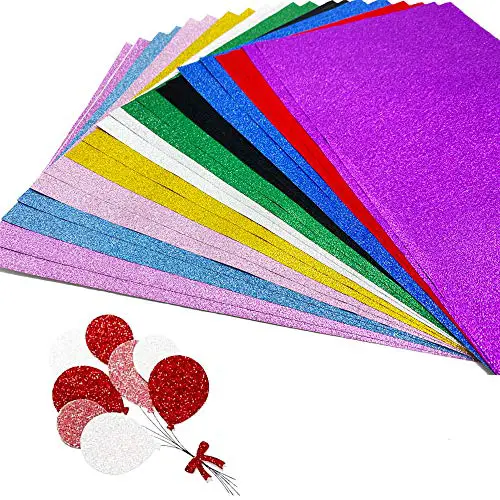 30 Sheets Glitter Paper Folding Decoration Paper,Self-adhesive Glitter Paper for DIY Glitter Paper Project-Wedding Birthday Party Decoration,10 Colors