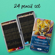 Load image into Gallery viewer, Derwent Chromaflow Colored Pencils | Art Supplies for Drawing, Sketching, Adult Coloring | Premier, Strong Soft Core Multicolor Color Pencils, Blending | Professional Quality | 24 Pack
