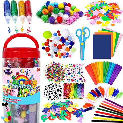 FunzBo Arts and Crafts Supplies for Kids - Craft Art Supply Kit for Toddlers Age 4 5 6 7 8 9 - All in One D.I.Y. Crafting School Kindergarten Homeschool Supplies Arts Set Christmas Crafts for Kids