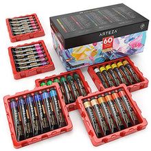 Load image into Gallery viewer, Arteza Acrylic Paint, Set of 60 Colors/Tubes (0.74 oz, 22 ml) with Storage Box, Rich Pigments, Non Fading, Non Toxic Metallic Paints for Artist, Hobby Painters &amp; Kids, Art Supplies for Canvas Painting

