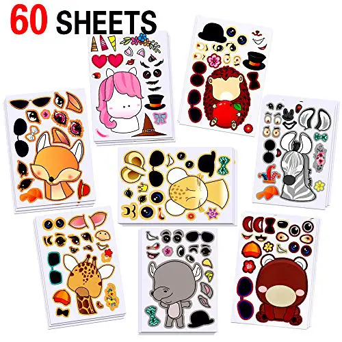 Sinceroduct Make Your Own Stickers Craft Kits for Kids- 60 Pack Party Favor Stickers