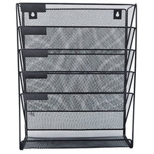 Load image into Gallery viewer, Easepres File Organizer Mesh 5-Tier Black Hanging File Organizer Vertical Holder Rack for Office Home
