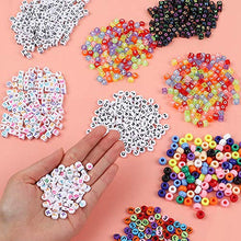 Load image into Gallery viewer, Quefe 1500pcs Beads Kit, Alphabet Beads Letter Beads Large Hole Beads for Jewelry Making with 2 Rolls of 9 Meters Elastic String Cord
