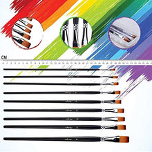 Load image into Gallery viewer, AMAGIC 9Pcs Flat Tipped Brushes with Case for Acrylic Oil Watercolor, Artist Professional Painting Kits with Synthetic Nylon Tips, Long Wood Handle
