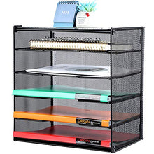 Load image into Gallery viewer, Samstar Letter Tray Paper Organizer, Mesh Desk File Organizer with 5 Tier Shelves and Sorter, Black
