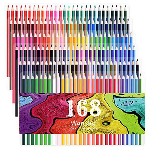 168 Colored Pencils - 168 Count Including 12 Metallic 8 Fluorescence Vibrant Colors No Duplicates Art Drawing Colored Pencils Set for Adult Coloring Books, Sketching, Painting