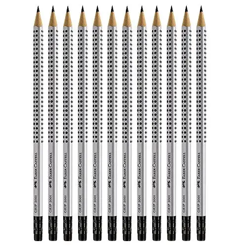 Faber-Castell Grip Graphite EcoPencils with Eraser - 12 Count - No. 2.5 Multi, 8 mm