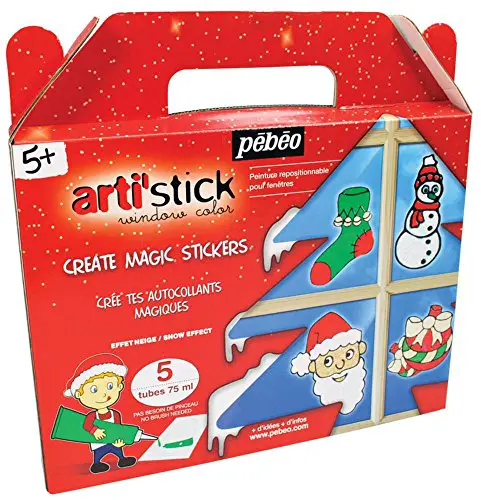 Pebeo Arti' Stick, Window Cling Paint, Christmas Starter Set, 5 x 75 ml Tubes