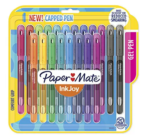 Paper Mate InkJoy Gel Pens, Medium Point (0.7mm) Capped, 20 Count, Assorted Colors (2023018)