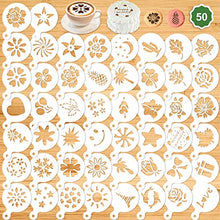 Load image into Gallery viewer, Konsait 50Pack Cake Stencil Templates Decoration, Reusable Cake Cookies Baking Painting Journal Mold Tools, Dessert, Coffee Decorating Molds Cappuccino Mousse Hot Chocolate for DIY Craft Decor
