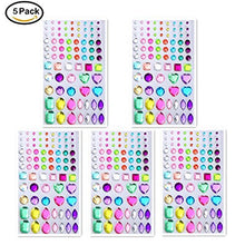 Load image into Gallery viewer, VNDEFUL Multicolor Self-adhesive Rhinestone Sticker, Multicolor Bling Craft Jewels Crystal Gem Stickers, Assorted Size, 5 Sheets
