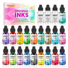 Load image into Gallery viewer, Alcohol Ink Set - 22 Vibrant Colors High Concentrated Alcohol, Based Ink, Concentrated Epoxy Resin Paint Colour Dye, Great for Resin Petri Dish Making, Epoxy Resin Art, Painting(22×10 ml)
