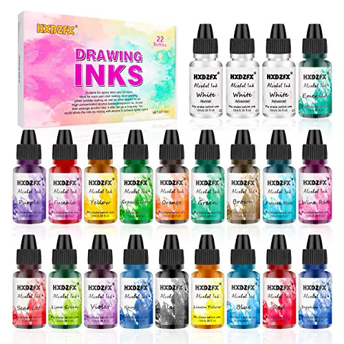 Alcohol Ink Set - 22 Vibrant Colors High Concentrated Alcohol, Based Ink, Concentrated Epoxy Resin Paint Colour Dye, Great for Resin Petri Dish Making, Epoxy Resin Art, Painting(22×10 ml)