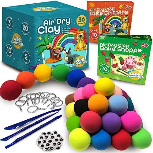 Air Dry Clay for Kids Modeling Kit | Bake Shoppe & Cute Critters Themed Activity Books | 36 Colors of molding Clay Magic