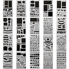 Load image into Gallery viewer, 20 PCS Journal Stencil Plastic Planner Set for Journal Notebook Diary Scrapbook DIY Drawing Template Journal Stencils 4x7 Inch
