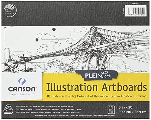 Canson Plein Air Illustration Smooth Art Board Pad for Ink, Markers and Pencils, 8 x 10 Inch, Set of 10 Boards