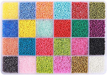 Load image into Gallery viewer, DICOBD 28800pcs 2mm Glass Seed Beads, 24 Color Small Craft Beads for Bracelets Jewelry Making and Crafts, with a Storage Box
