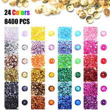 Load image into Gallery viewer, JOYAHO 6MM Loose Sequins, 8400PCS Bulk Round Rainbow Cup Sequins Embroidery Sequins Iridescent Spangles Craft Mixed 24 Colors for Sewing Arts Crafts
