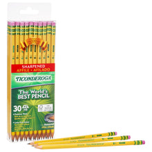 Load image into Gallery viewer, TICONDEROGA Pencils, Wood-Cased, Pre-Sharpened, Graphite #2 HB Soft, Yellow, 30-Pack (13830)
